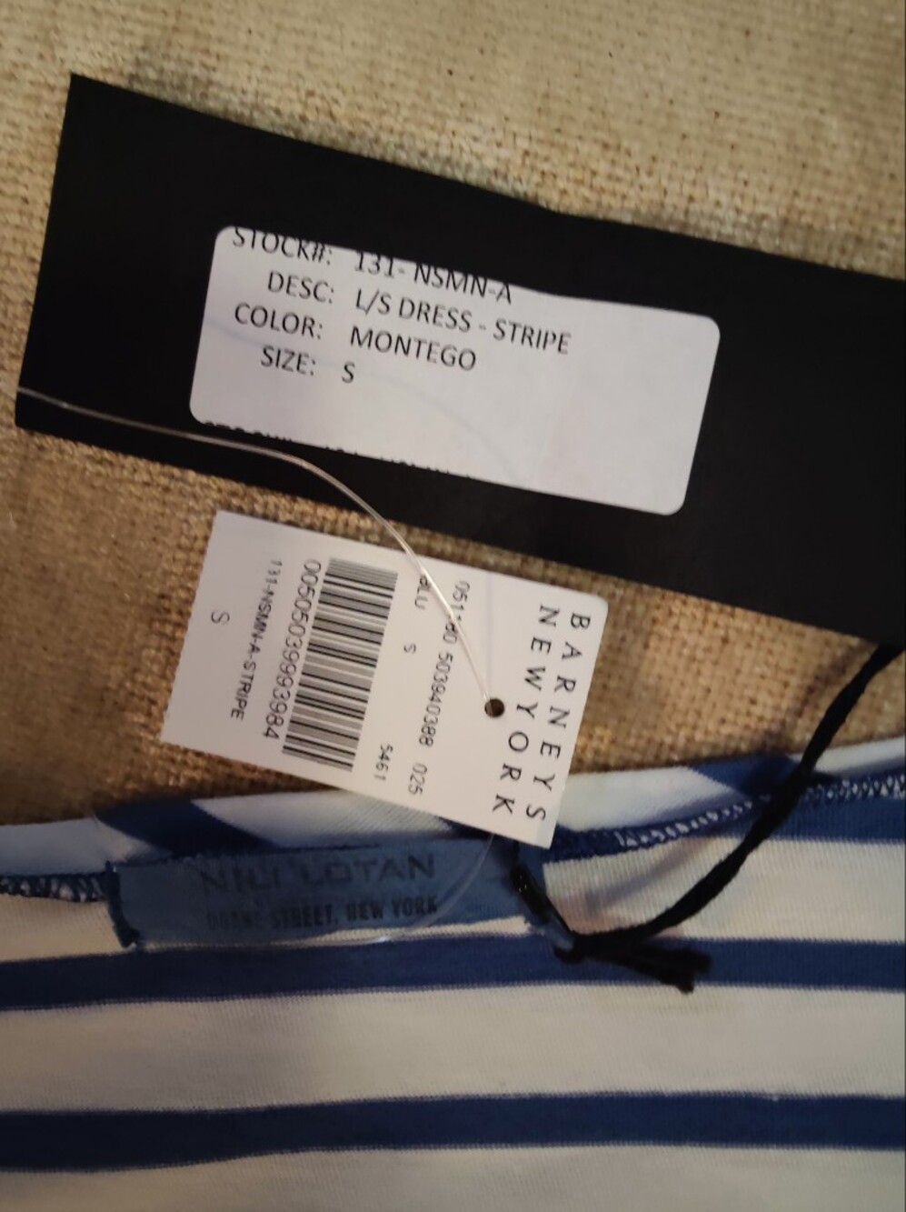 Nili Lotan Blue White Strip Scoop-Neck Dress - Size S - Picture 2 of 8
